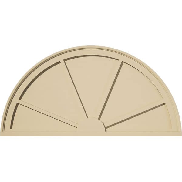 40 in. W x 20 in. H x 2 in. P Half Round 4 Spoke Signature Urethane Pediment, Primed Tan