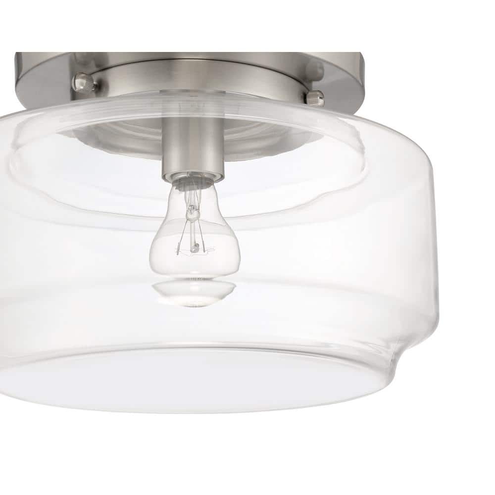 Contemporary Clear Globe LED Ceiling Light in Brushed Nickel