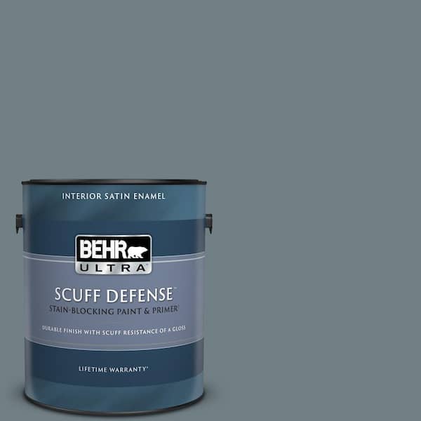 BEHR ULTRA 1 gal. #BXC-48 Courtyard Blue Extra Durable Satin Enamel Interior Paint & Primer