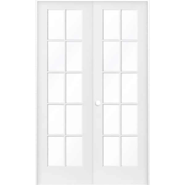 Krosswood Doors 48 in. x 80 in. Craftsman Shaker 10-Lite Right Handed MDF Solid Core Double Prehung French Door