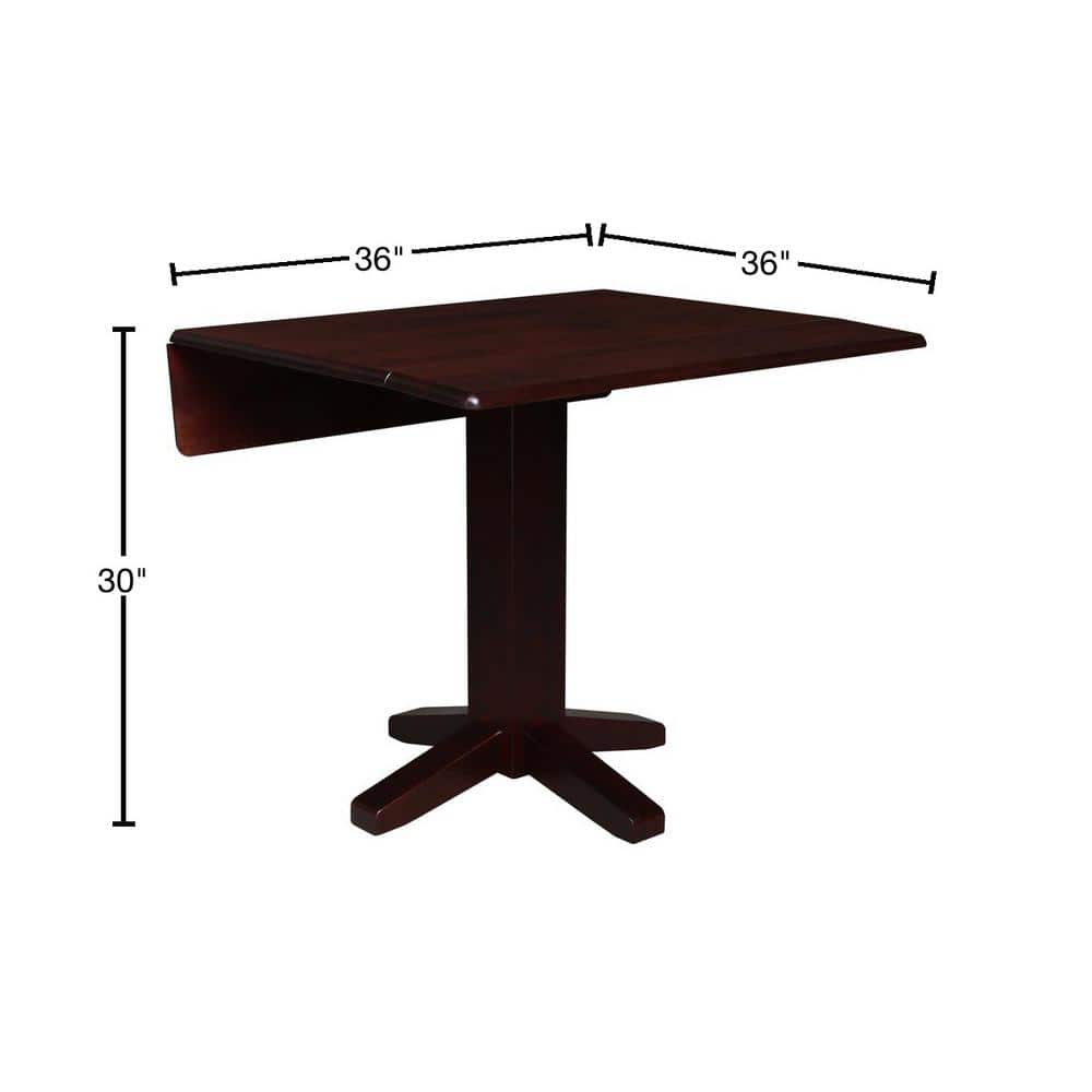 36'' Rich Mocha Solid Wood Extendable Dining Table