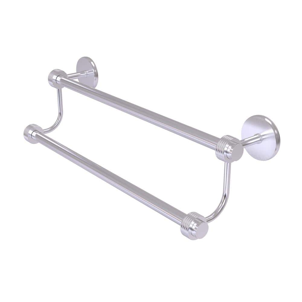 Allied Brass Satellite Orbit Two 18 in. Wall Mounted Double Towel Bar with Groovy Accent in Satin Chrome