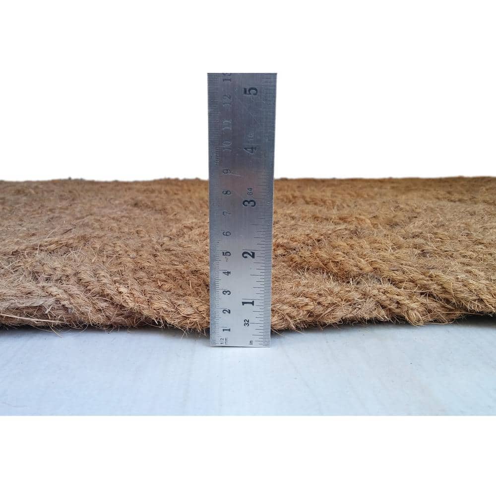 Handcrafted Natural Brown Coir Rope Outdoor Doormat