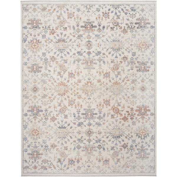 Nourison Timeless Classics Ivory Grey 8 ft. x 10 ft. Medallion Traditional Area Rug