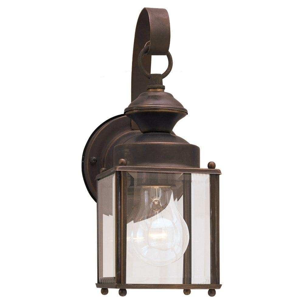 Generation Lighting Jamestowne 1-Light Antique Bronze Outdoor Traditional Wall Lantern Sconce