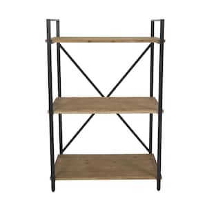 12.6 in. in Wide Brown Wood 3 Shelf Shelving Unit Bookcase