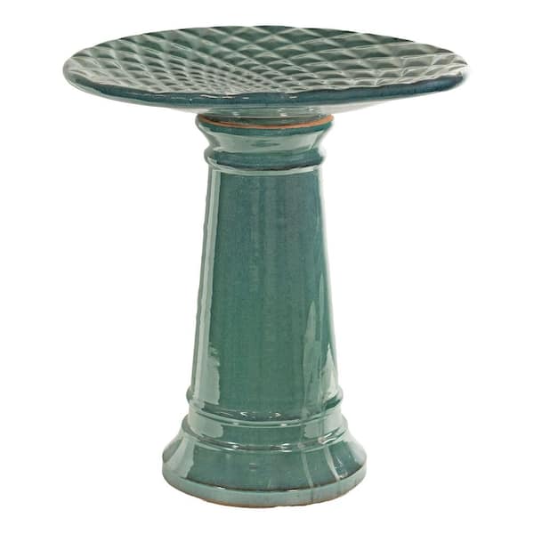 Rennes Glazed Ceramic Bird Bath - Turquoise