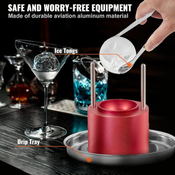Pressice Barware Ice Ball Press - Effortlessly Make Giant 2.3 Ice Balls - Includes Aircraft Grade Aluminum Ice Press and Ice Mold - Assembled in