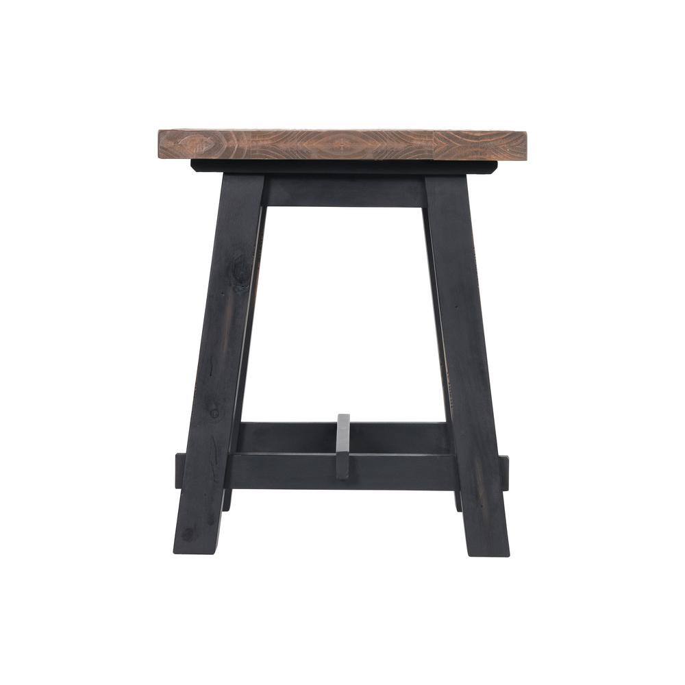 Adam 27" Natural and Black Solid Wood Side Table