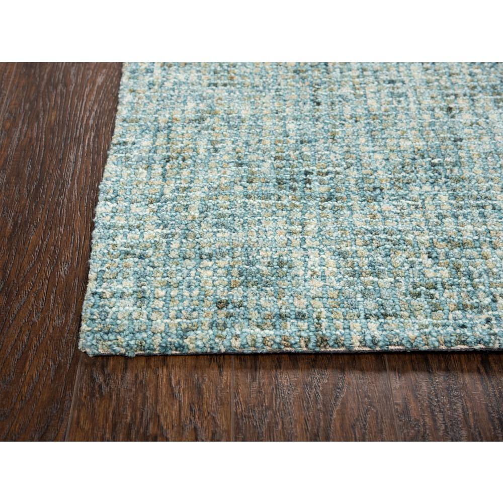 Teal and Beige Hand-Tufted Wool Area Rug, 5' x 8'