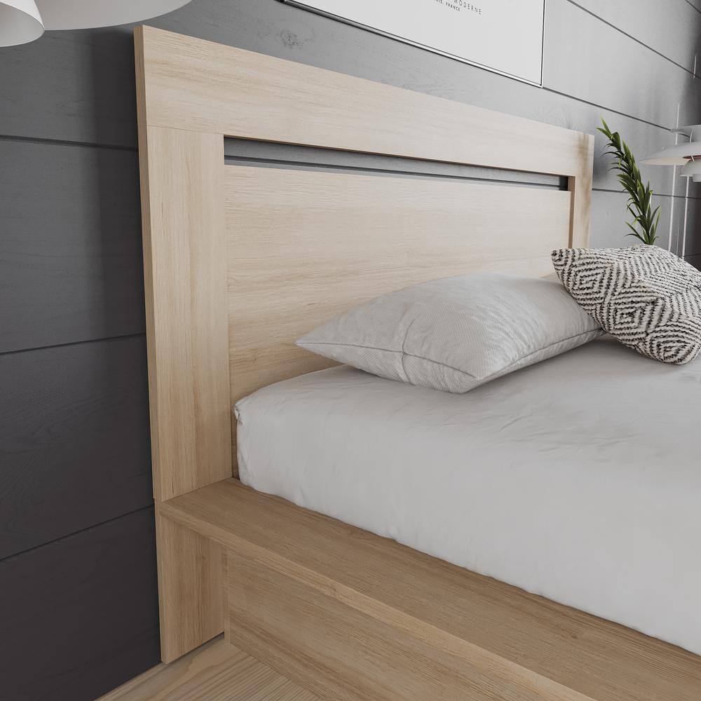 Natural Blonde Oak Queen Size Modern Wood Headboard