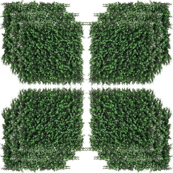 PRIMROSE CARNATION LLC 12-Piece 2 in. Fresh Green Artificial Grass Wall Panels Greenery Backdrop Panels Wall, for Outdoor Garden Fence Backyard