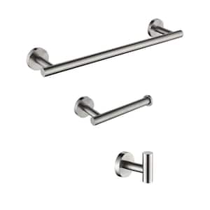 3-Piece Bath Hardware Set with 12 in. Towel Bar, Toilet Paper Holder and Towel Hook in Brushed Nickel