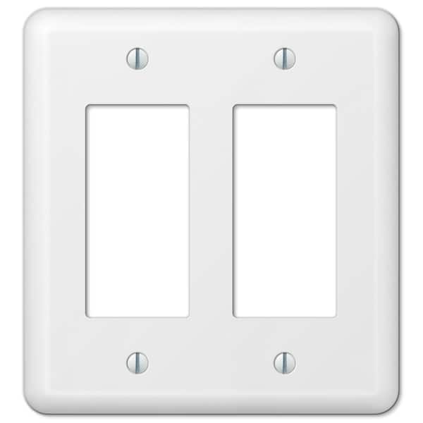 AMERELLE Declan 2-Gang White Decorator/Rocker Stamped Steel Wall Plate