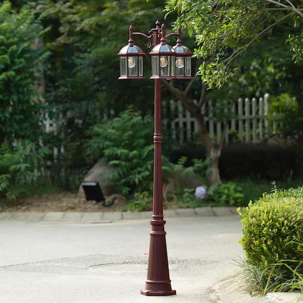 3-Head Rust Outdoor Post Light