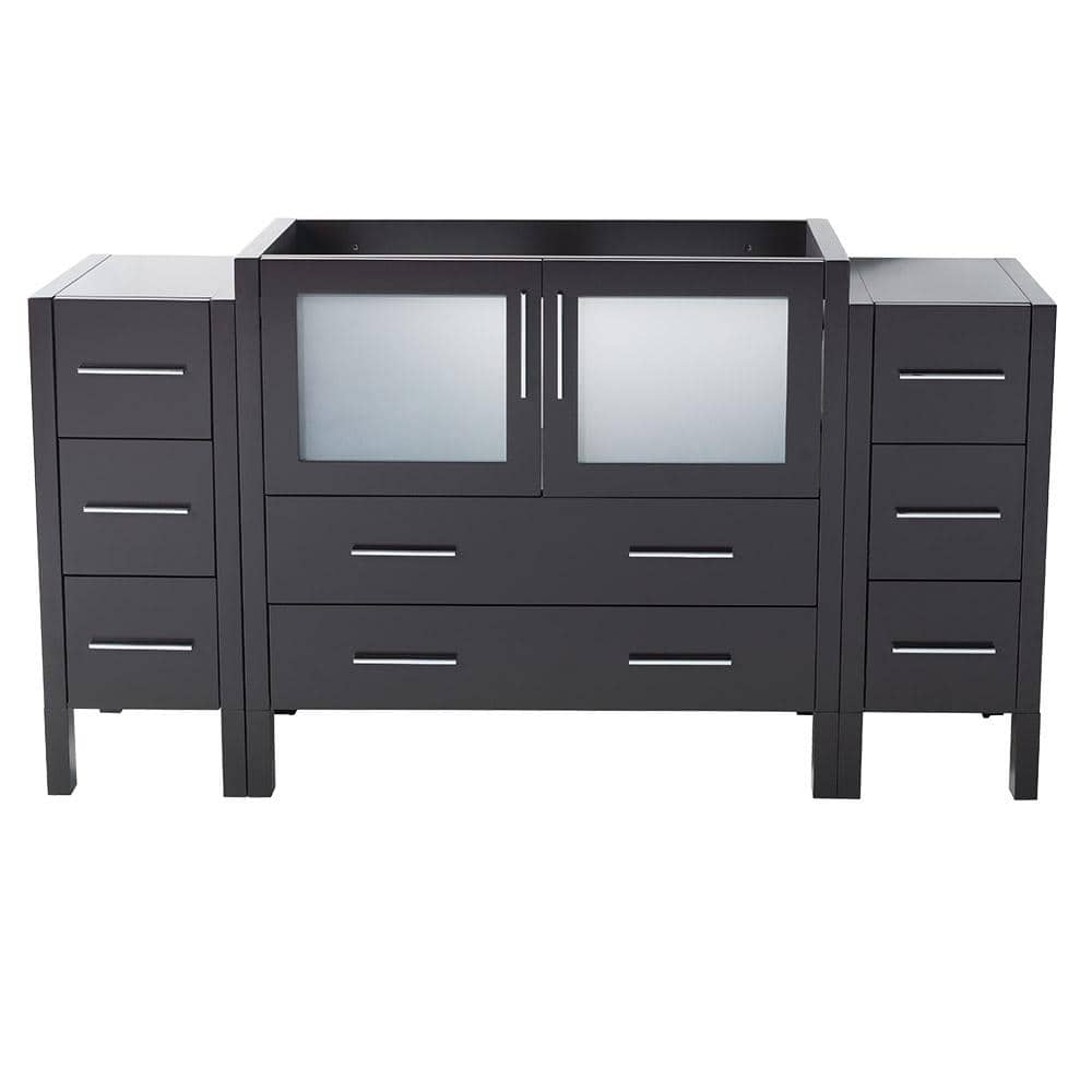 Espresso Engineered Wood 60" Freestanding Modern Vanity Base