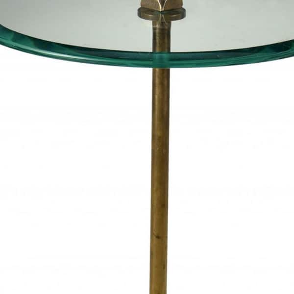 HomeRoots Valerie 16 in. Clear/Black Round Glass End Table