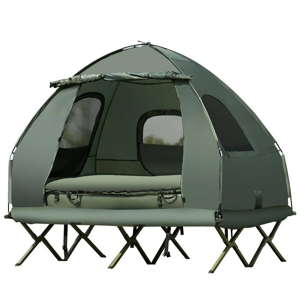 getuigenis Loodgieter Op de kop van ANGELES HOME 2-Person Polyester Foldable Outdoor Camping Tent Cot with Air  Mattress and Sleeping Bag 8CK39-OP30 - The Home Depot