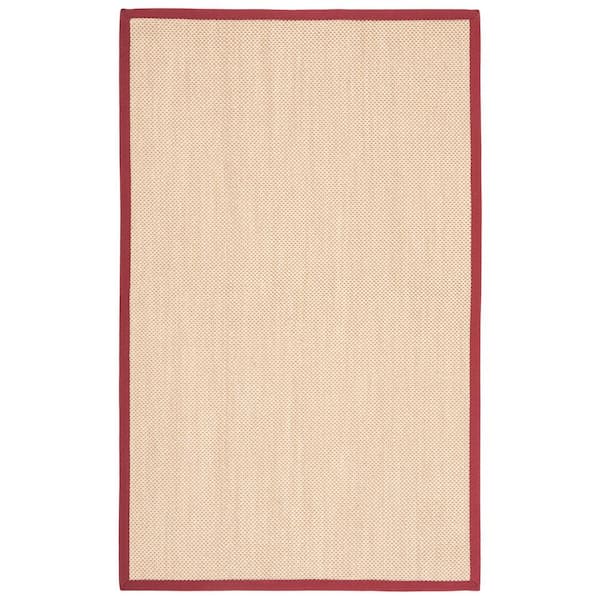 SAFAVIEH Natural Fiber Maize/Burgundy Doormat 2 ft. x 3 ft. Border Area Rug