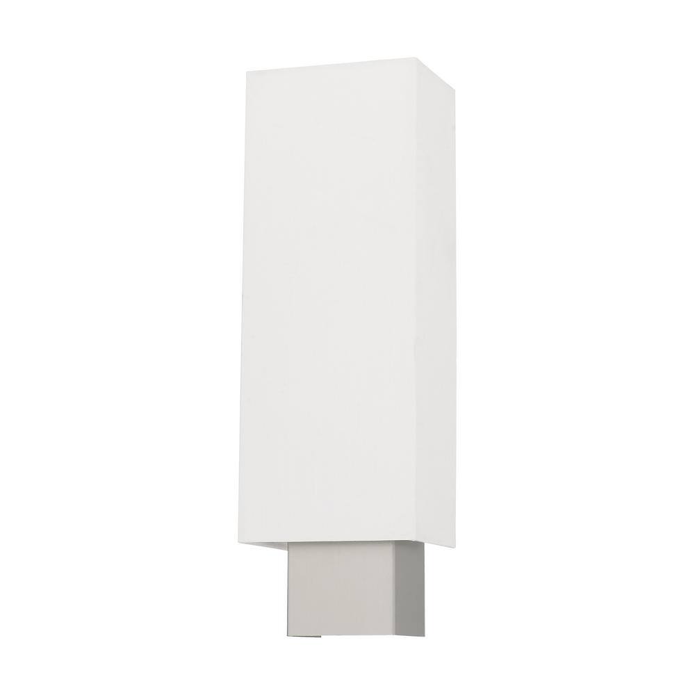 Clark Brushed Nickel 1-Light ADA Compliant Wall Sconce with Off-White Shade