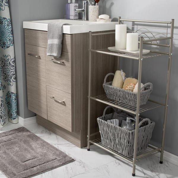 Better Homes & Gardens Bathroom Storage 3 Tier Shelf, Wood and Bronze,  Freestanding or Wall Mounted 