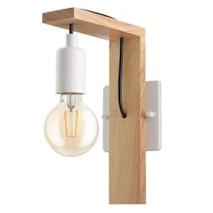 Tocopilla 1-Light Natural Wood Wall Sconce with White Accents