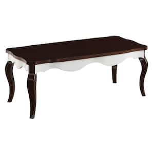 Mathias 48 in. Walnut and White Rectangle Wood Coffee Table