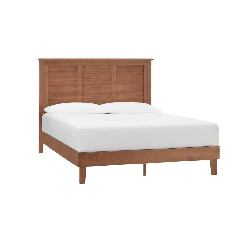 Dorstead King Walnut Brown Wood Platform Bed with Shutter Back (78 in. W x 48 in. H)