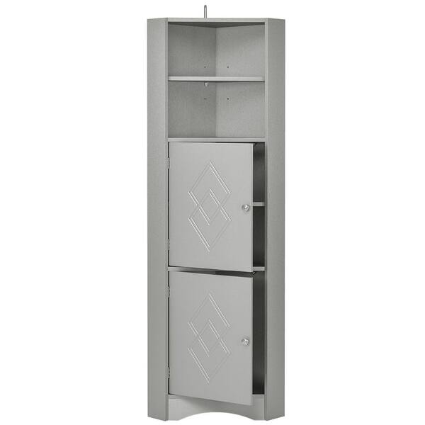 Virubi 17 in. W x 12.8 in. D x 61 in. H Gray Freestanding Linen Cabinet ...