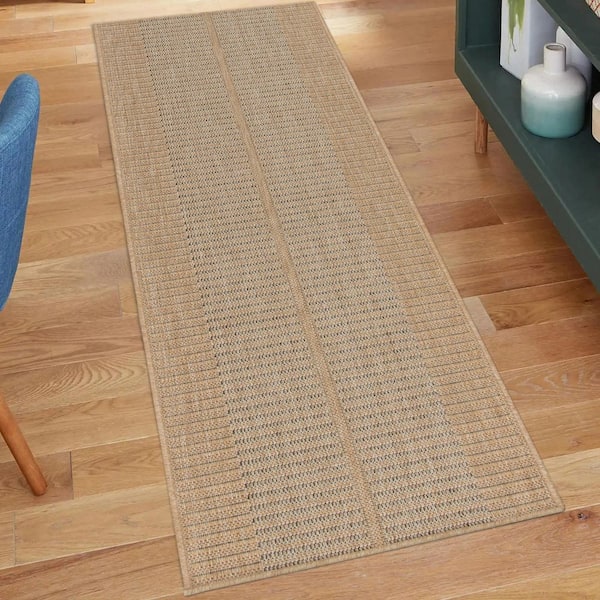 Broken Stripes Beige 2 ft. x 6 ft. Indoor/Outdoor Runner