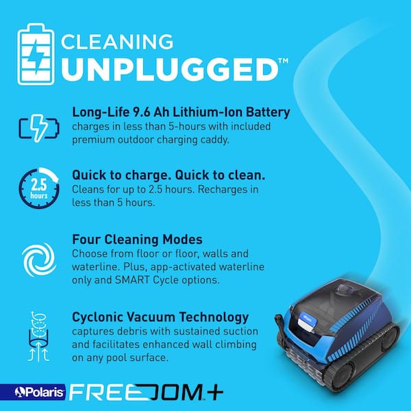 Freedom+ Cordless Robotic Pool Vacuum for Multiple Surfaces