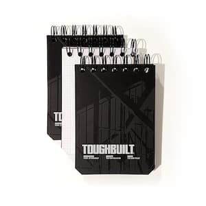 Small Grid Notebooks with 100-sheets, heavy-gauge steel binding and rugged cover, black (3-Pack)