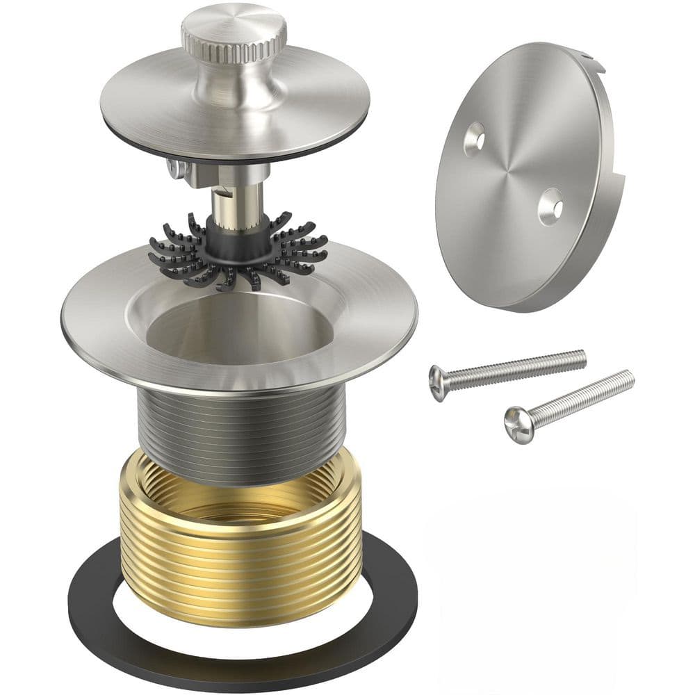 1-Pack 11.5/16 UNC Hair Catcher and 2-Hole Overflow Faceplate Lift & Turn Bathtub Drain Brushed Nickel price history on PriceWatchPro