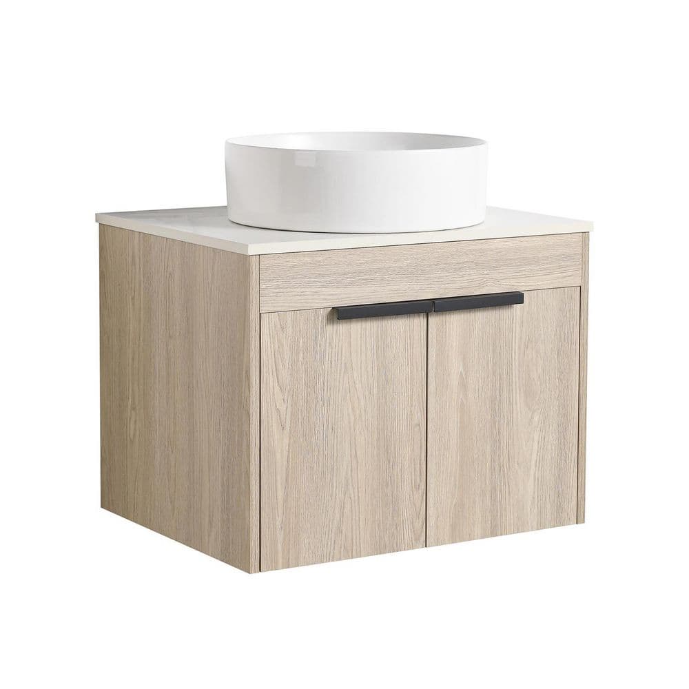 23.60 in. W x 18.90 in. D x 23.00 in. H Floating Wall-Mounted Bath Vanity in White Oak with Ceramic Top price history on PriceWatchPro