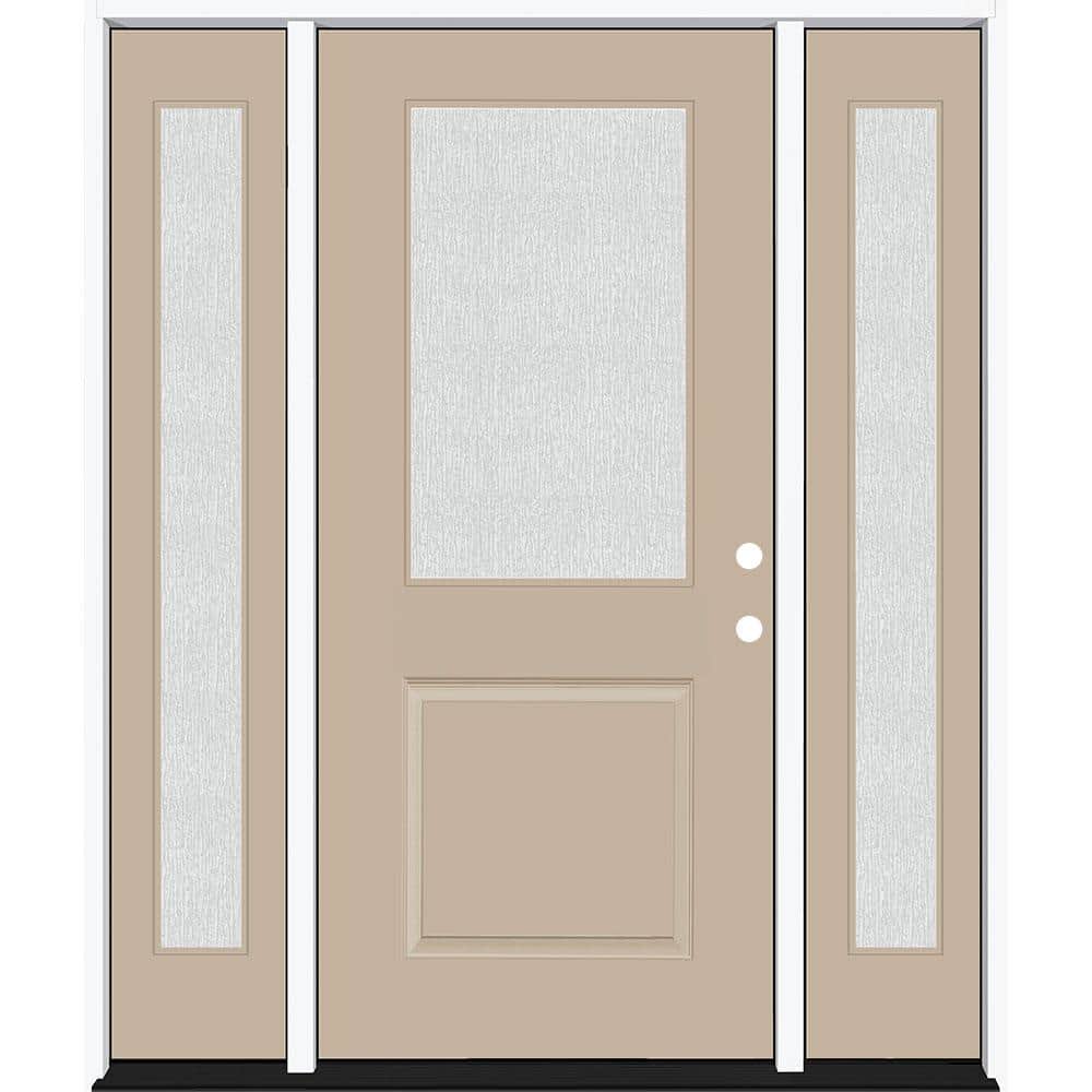 Legacy 64 in. x 80 in. 1/2 Lite Rain Glass LHIS Primed Sandstone Finish Fiberglass Prehung Front Door w/Dbl 12 in. SL price history on PriceWatchPro