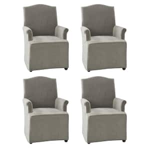 Adelina Grey Traditional Roll Arm Dining Chair with Hooded Caster Wheels Set of 4