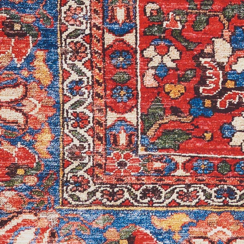 Red and Blue Persian Style Non-Slip 5' x 7' Rug