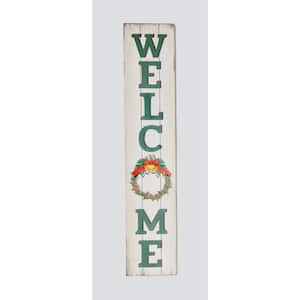 40 in. Wood Holiday Welcome Porch Sign