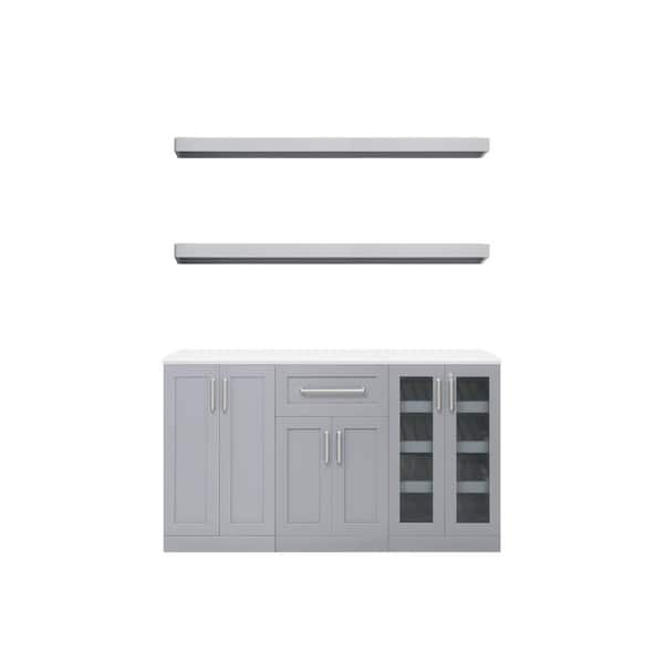 NewAge Products Home Bar 21 in. Gray Cabinet Set (6-Piece)