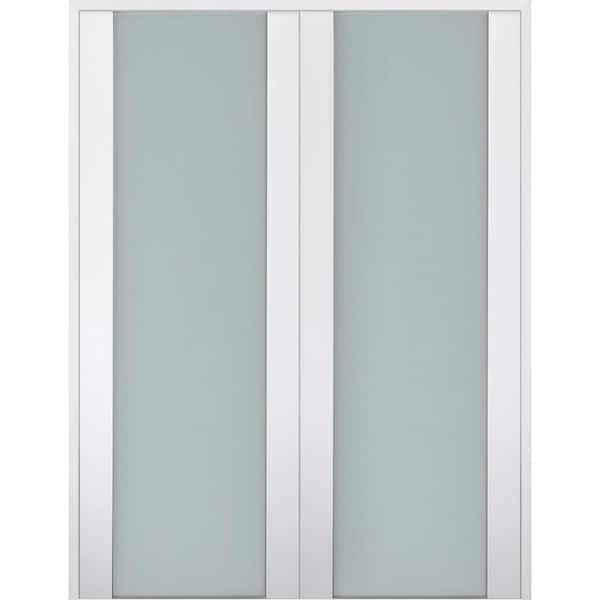 Belldinni Smart Pro 56" x 84" Both Active 1-Lite Frosted Glass Polar White Finished Wood Composite Double Prehung French Door