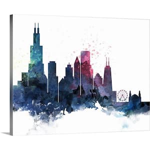 "Chicago Watercolor Cityscape II" by Circle Art Group Canvas Wall Art