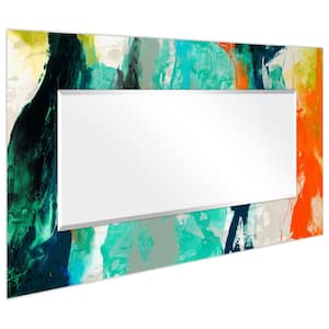 72 in. x 36 in. Tidal Abstract Rectangle Framed Printed Tempered Art Glass Beveled Accent Mirror