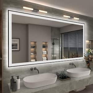 72 in. W x 36 in. H Rectangular Space Aluminum Framed Dual Lights Anti-Fog Wall Bathroom Vanity Mirror in Tempered Glass