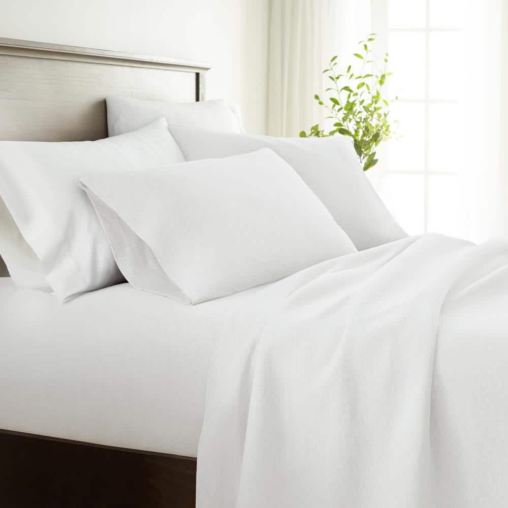 Twin White Cotton Jersey Deep Pocket Sheet Set