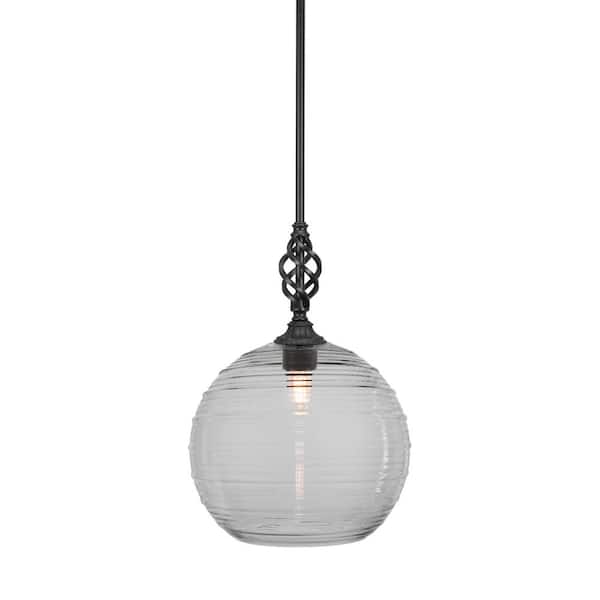 Unbranded Bridgewater 100 W 1-Light Matte Black Standard Mini Pendant Light with Glass Shade
