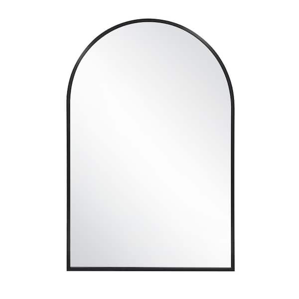 Unbranded Maeve 20 in. W x 30 in. H Medium Rectangular Arched Framed Decorative Wall Mount Bathroom Vanity Mirror in Brushed Black