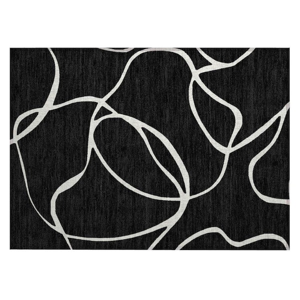 Chantille Machine Washable Indoor/Outdoor Abstract ACN999 Black 1 ft. 8 in. x 2 ft. 6 in. Area Rug