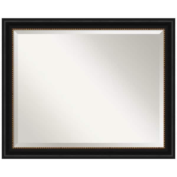 Amanti Art Medium Rectangle Manhattan Black Beveled Glass Modern Mirror (25.75 in. H x 31.75 in. W)