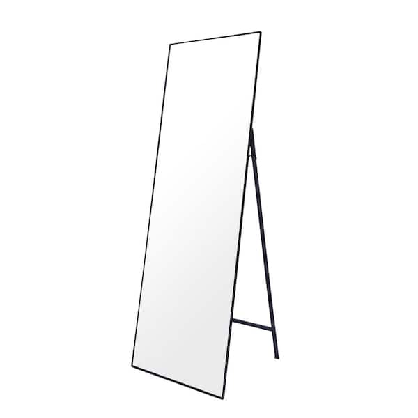 Tatahance 59 in. H x 19.69 in. W Modern Rectangle Metal Framed Floor Standing Mirror in Black