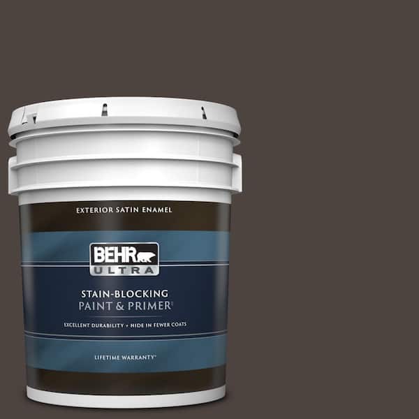 BEHR ULTRA 5 gal. #PPU5-01 Espresso Beans Satin Enamel Exterior Paint & Primer